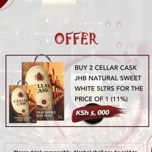 Cellar Cask Sweet White pairs well with light dishes. Buy 2 for online in Nairobi for the price of 1. Get it delivered within two hours. Pay on delivery.