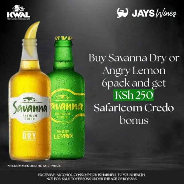 BUY SAVANNA DRY CIDER(6%) 6PACK GET AIRTIME WORTH 250